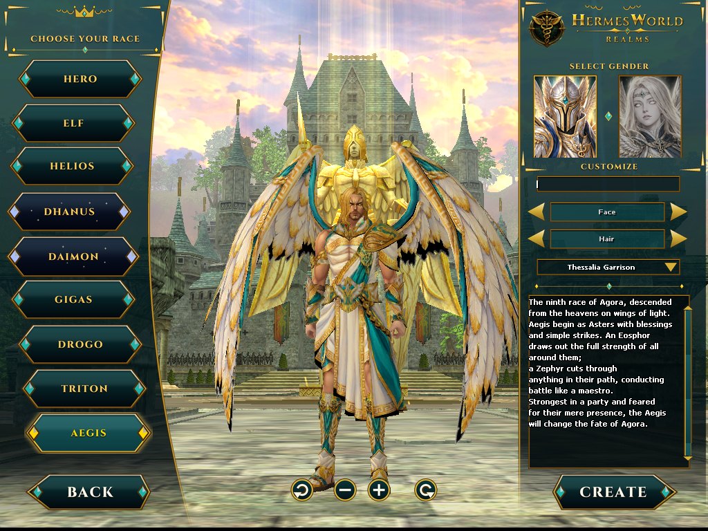 Character creation, Aegis: the start box says Thessalia Garrison.