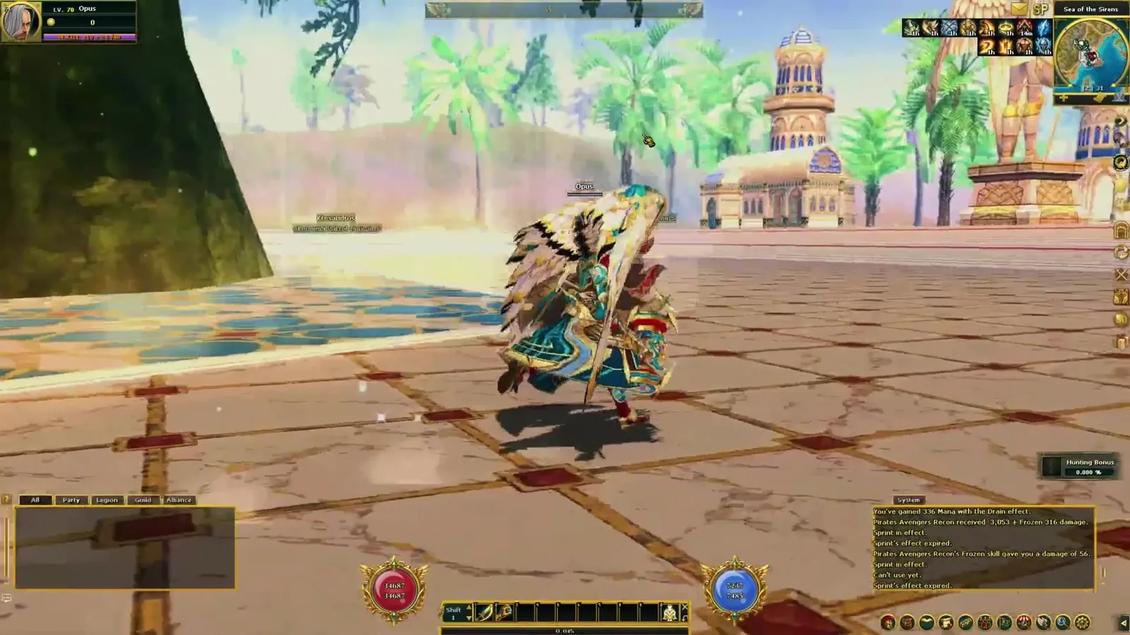 A character in the HermesWorld Realms plaza