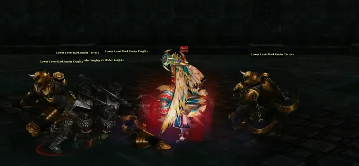 In-game: a dungeon skirmish against armoured knights