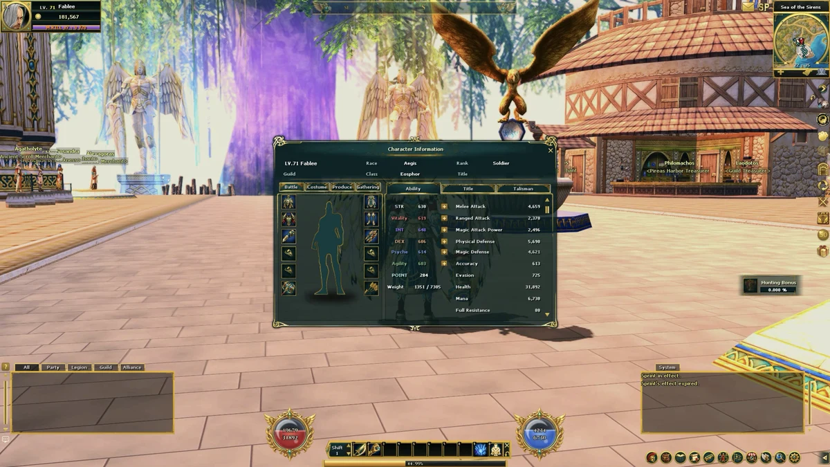 Screenshot: Character window (C)