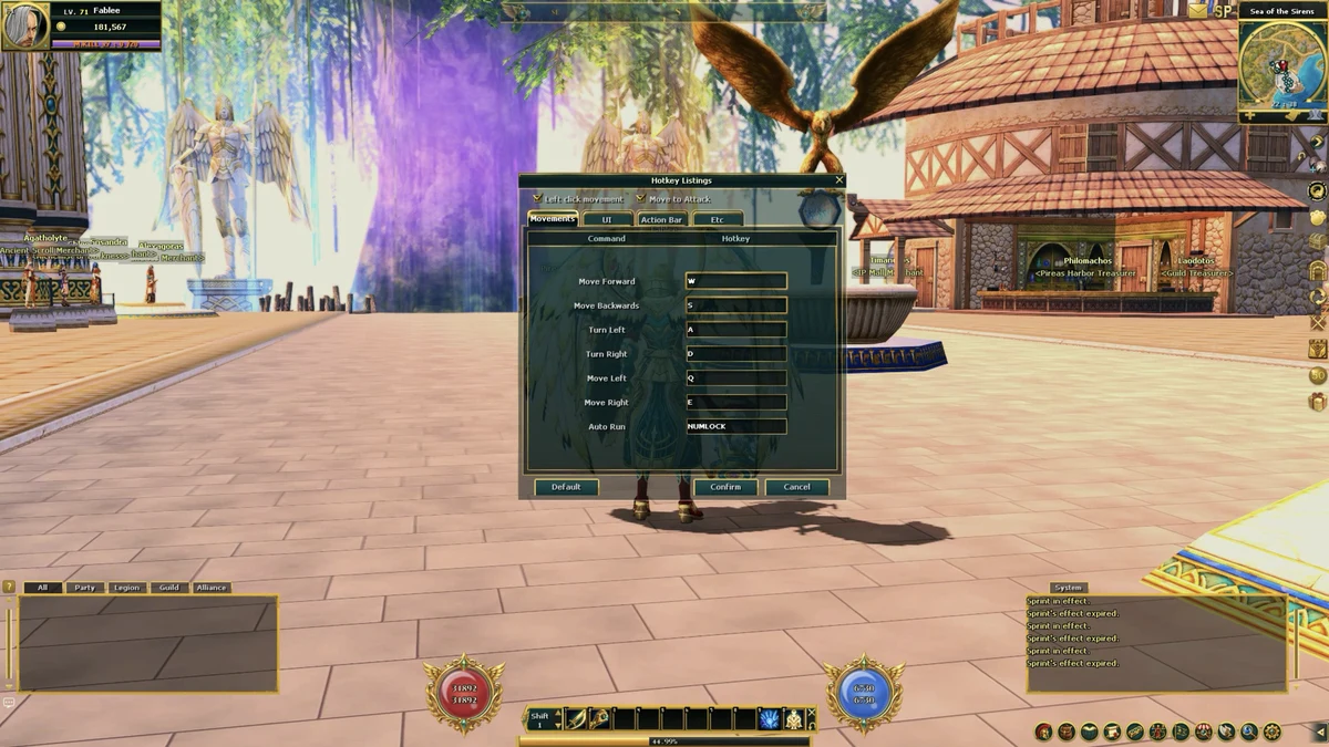 Screenshot: Hotkey Listings