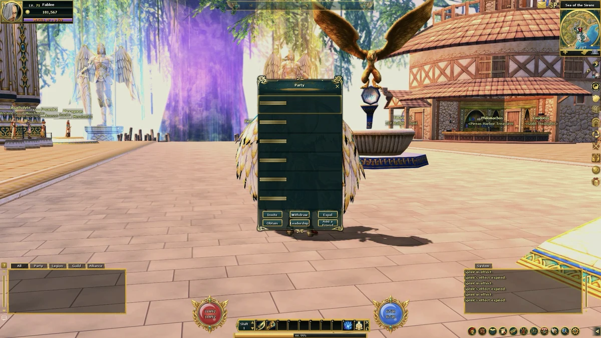 Screenshot: Party window (P)
