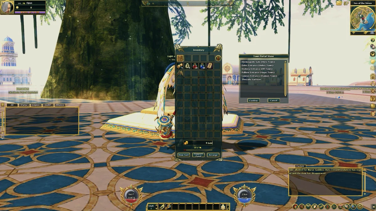 Screenshot: Town Portal Stone: pick a destination
