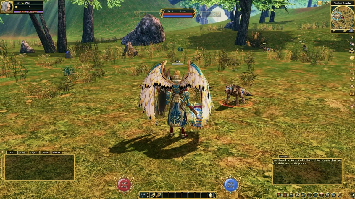 Screenshot: A monster targeted (red ring)