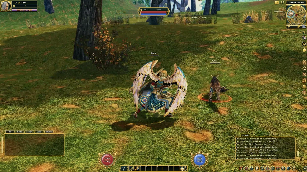 Screenshot: Attacking with a skill