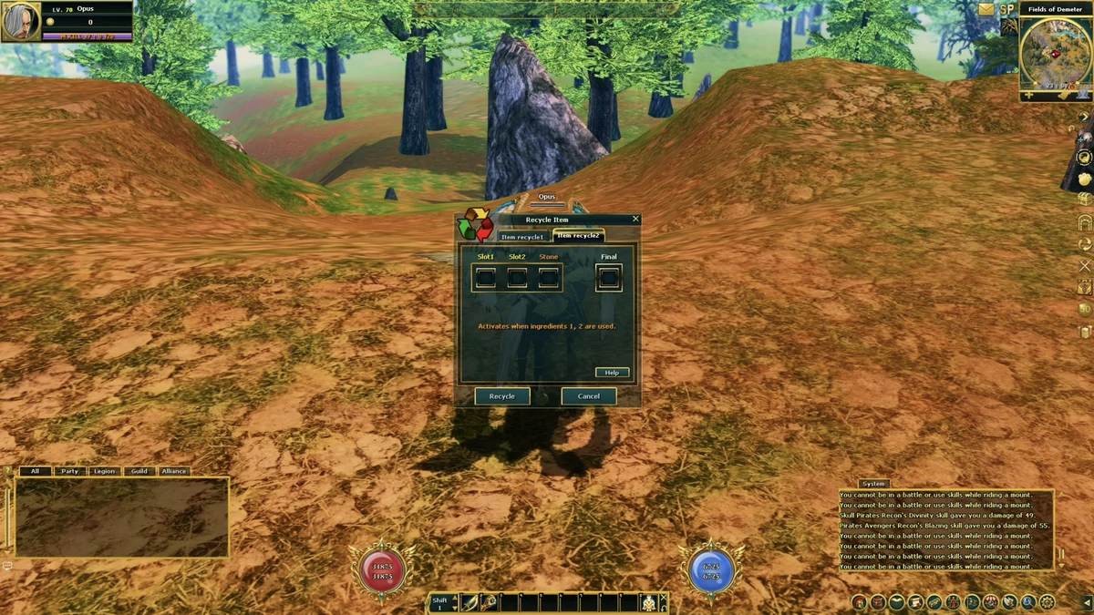 Screenshot: Recycle Item window